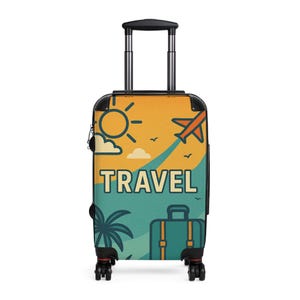 トロピカルデザインの旅行用スーツケース、バケーション用荷物、夏の旅行バッグ、スタイリッシュな機内持ち込み用バッグ、冒険好きな人への旅行ギフト
