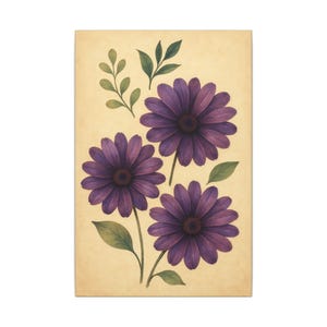 Floral Canvas Wall Art, Home Decor, Purple Flower Print, Gift for Her, Boho Living Room Accent