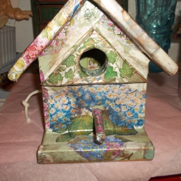 Decoupage Birdhouse Etsy