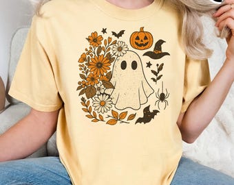 Vintage Checkered Ghost Shirt: Comfort Colors Retro Halloween Tee