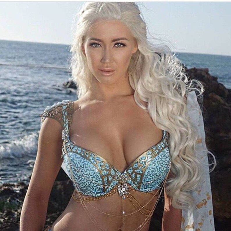 White Blonde Daenerys Cosplay Wig Custom Braided Khaleesi Etsy
