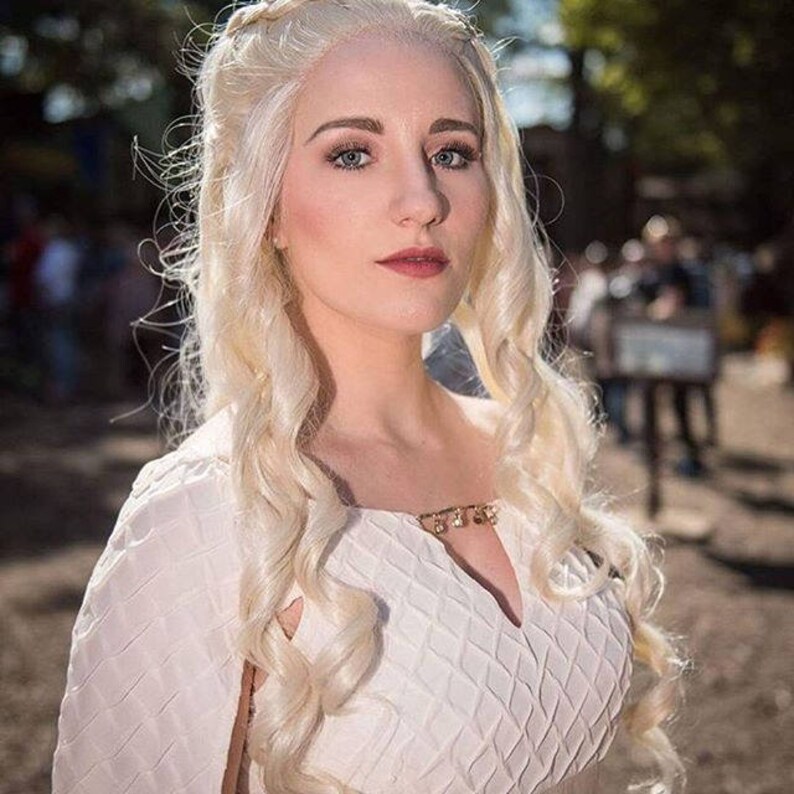White Blonde Custom Braided Long Curly Lace Front Wig Pose Etsy