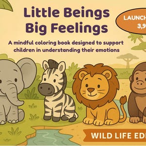 Livre de coloriage imprimable pour enfants - Animaux - émotions, pleine conscience, respiration - 21 illustrations, pratiques et affirmations (PDF)