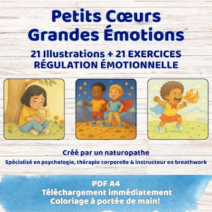 Coloriage émotions enfants PDF imprimable – Pleine conscience – 21 illustrations & activités pour kids, Dessin printable