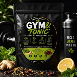 Gym & Tonic™ | Natural Pre-Workout Tea | Energy plus Focus Blend | Guayusa, Sencha Green Tea, Yerba Mate