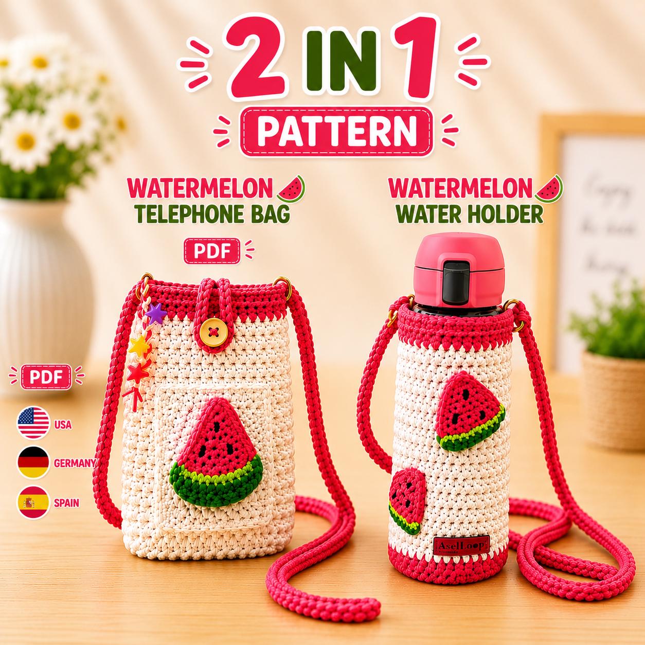 39 Crochet Watermelon Patterns to Cheer You Up 36 Watermelon Crochet Pattern Bundle Telephone Bag