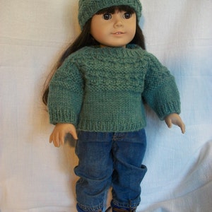 18 Doll Knitting Pattern Gansey Sweater and Hat PDF instant download image 2