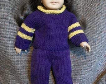 18 inch Doll Knitting Pattern Raglan Jersey and Sweatpants PDF instant download