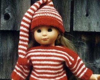 18" Doll Knitting Pattern Sweater and Hat PDF instant download