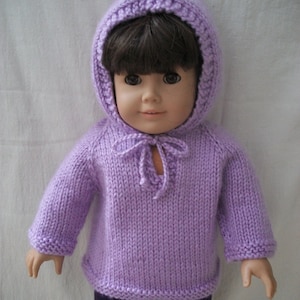 18" Doll  Knitting Pattern Top Down Hoodie Sweater PDF instant download