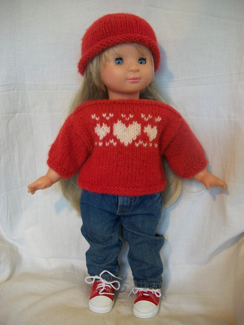 American Girl Doll Knitting Pattern Heart Sweater and Hat PDF Etsy