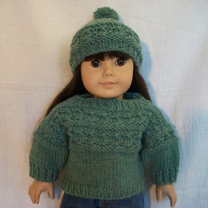 18 Doll Knitting Pattern Gansey Sweater and Hat PDF instant download image 1