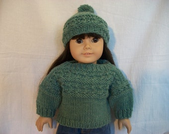 18" Doll Knitting Pattern Gansey Sweater and Hat PDF instant download