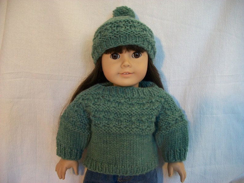 18 Doll Knitting Pattern Gansey Sweater and Hat PDF instant download image 1