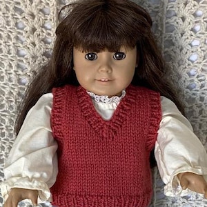 18&quot; Doll Knitting Pattern V-Neck Vest PDF instant download