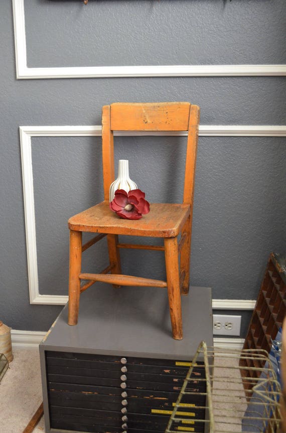 Vintage School House Wooden Childs Desk Chair Kid Size Brown Etsy