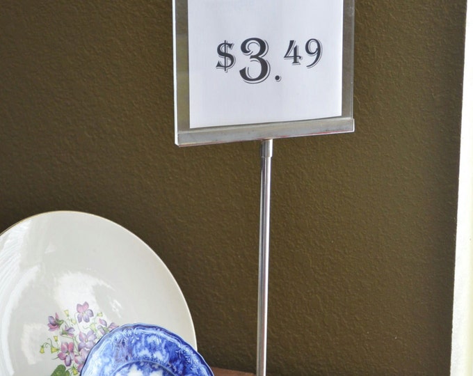 Tall Vintage Art Deco Store Display Sign Industrial Metal Chrome Shop