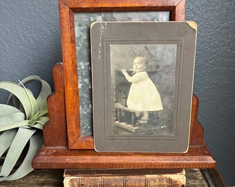 Vintage Swinging Frame with Antique Cabinet Photo Picture Frame Stand Wooden Wood Table Top Dresser 8 by 6 inch Art Deco