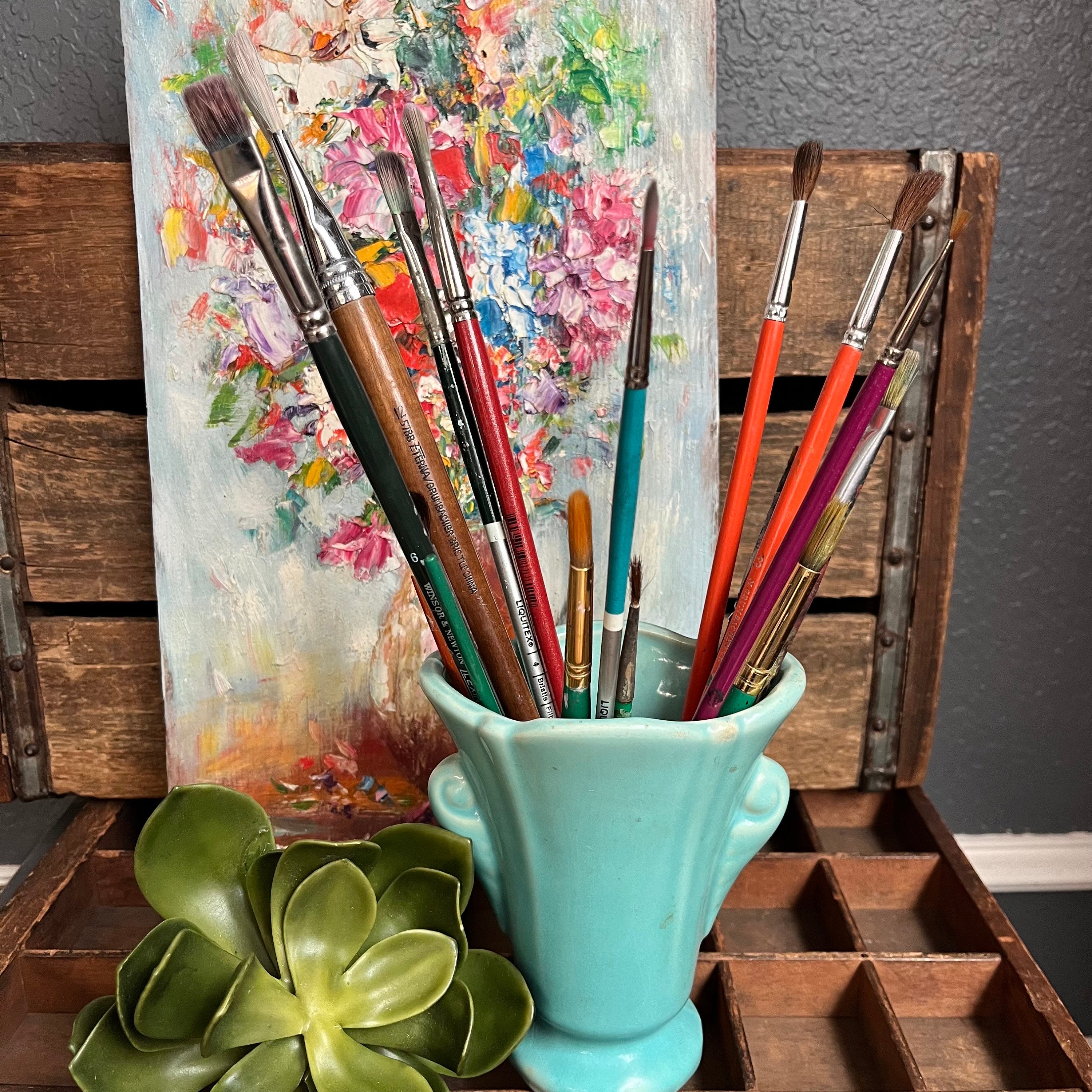 Pot Of Old Paint Brushes With Tube Of Paint Wall Art, Canvas