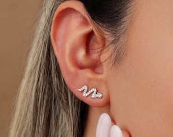 Sterling Silver Snake Stud Earrings: Minimalist Serpent Jewelry