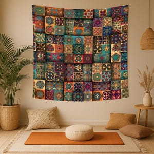 boho mandala tapestry – Colorful Ethnic Wall Hanging,Retro Decorative Wall Art for Home and Room Décor-mandala tapestry-wall decor-tapestry