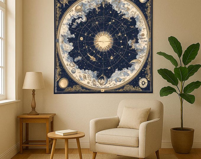 Zodiac Constellation Tapestry: Vintage Astrology Wall Decor