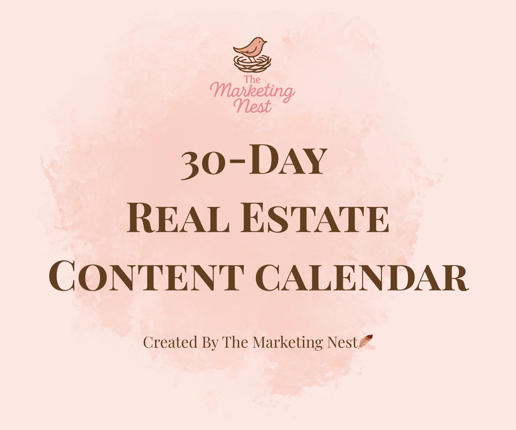 30-Day Realtor Content Calendar – Real Estate Instagram Plan | Canva Editable Template