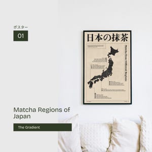 Régions de matcha du Japon – Poster minimaliste de la carte du thé