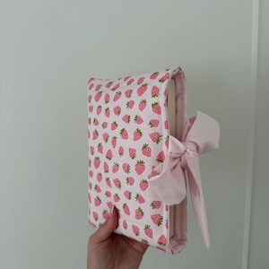 Quilted Book Sleeve with Bow – Padded Fabric Cover for Books and Bibles  | 2 Sizes | Handmade by Elly & Co