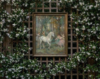 Einhorn Ballerina Wald Print | Pastell Märchen Wandkunst (Digitaler Download)