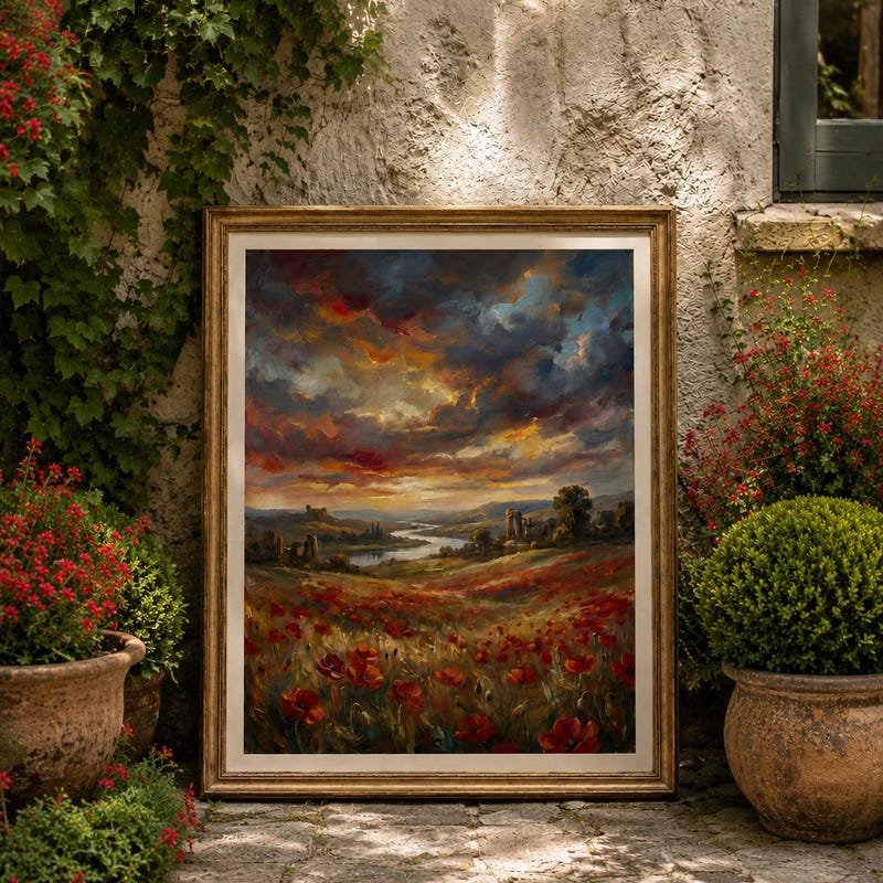 Dramatic Sunset Poppy Field