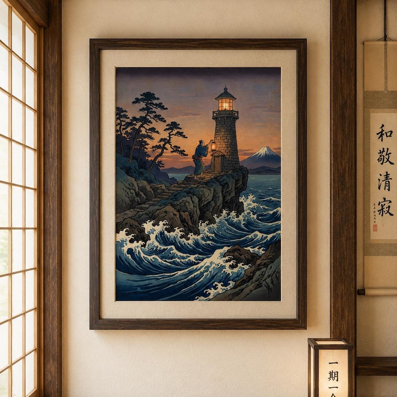 Ukiyo-e Lighthouse Print