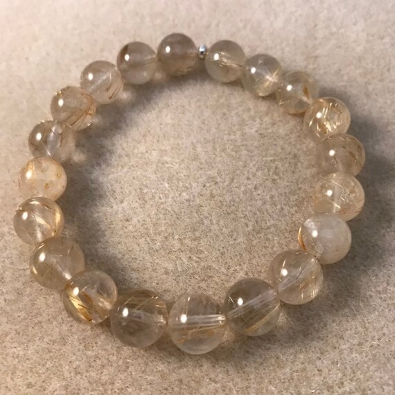 Genuine Jewelry Pendant Natural Gold Titanium Rutilated Quartz Crystal Gemstone Bead Necklace For Women