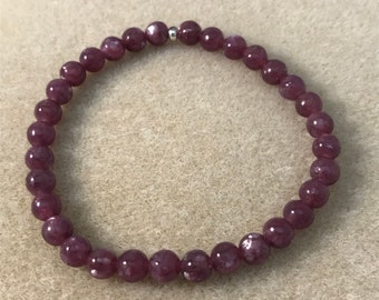 Lepidolite Bracelet, 6mm Beaded Gemstone Stretch Bracelet, Mens Womens Unisex Gift