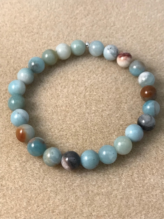 Amazonite Bracelet 8mm Beaded Bracelet Genuine Gemstone Etsy