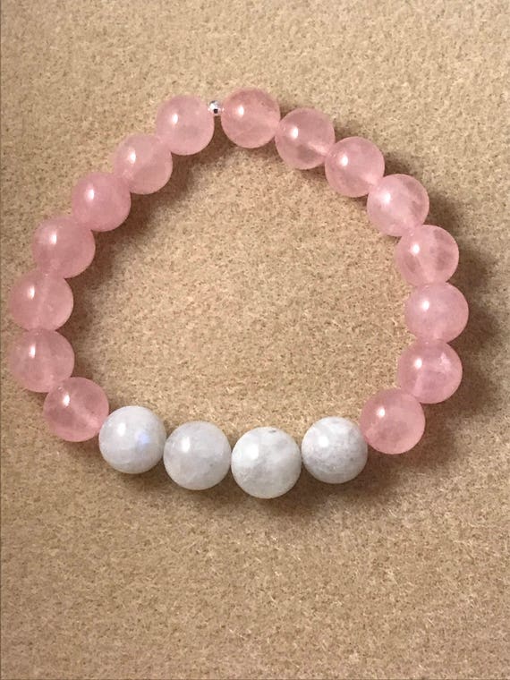 Healing Bracelet,Gift for her Rose Quartz Cord Bracelet Unisex Bracelet Minimalist Jewelry Moonstone Cord Bracelet Yoga Jewelry