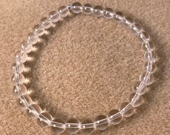 Quartz Bracelet, Clear Quartz Bracelet, Stretch Bracelet, 6mm Bead Bracelet, Rock Crystal Quartz, Quartz Beaded Bracelet