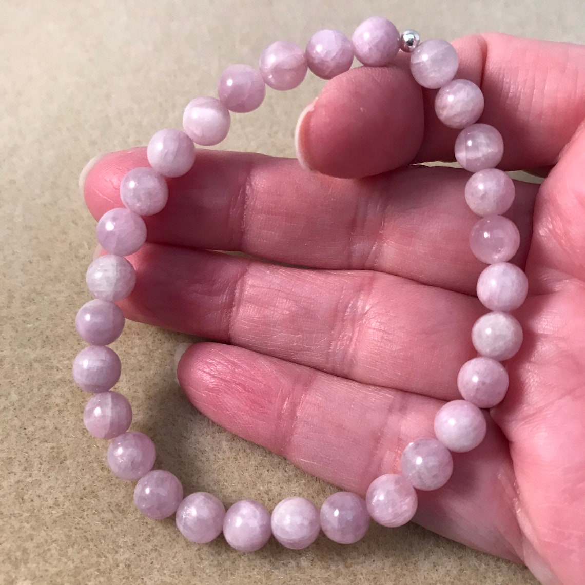 Kunzite Bracelet 6mm Beaded Bracelet Genuine Gemstone Etsy