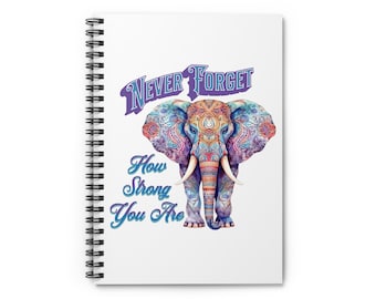 Elephant Mandala Spiritual Motivational Spiral Notebook With Lines, Unique Gift for an Elephant Lover, Journaling, Notes, School, or Diary