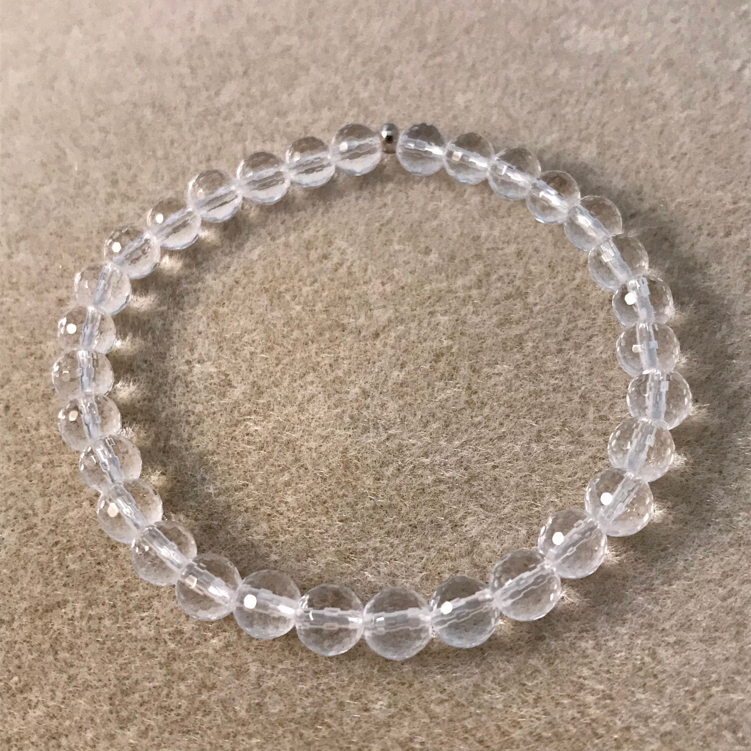 Clear Quartz Bracelet 6mm Faceted Beaded Gemstone Stretch Etsy