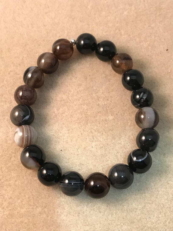 Bracelet Agate de Botswana 10 mm.