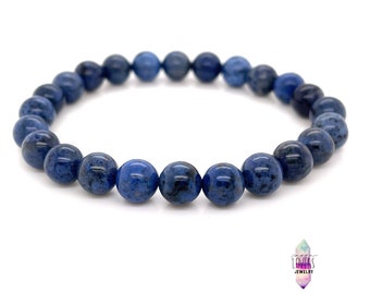 Dumortierite Bracelet, 8mm Genuine Beaded Gemstone Stretch Bracelet, Mens Womens Unisex, Perfect Yoga Gifts