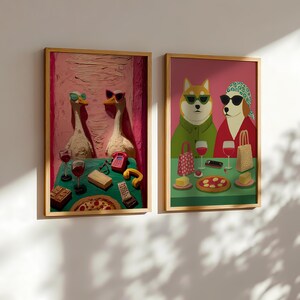 Maximalist Wall Art, Funny Goose Poster, Retro Kitchen Print, Kitsch Animal Decor, Humor Illustration image 6