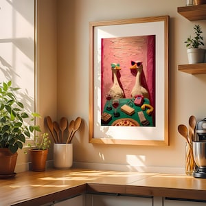 Maximalist Wall Art, Funny Goose Poster, Retro Kitchen Print, Kitsch Animal Decor, Humor Illustration image 5