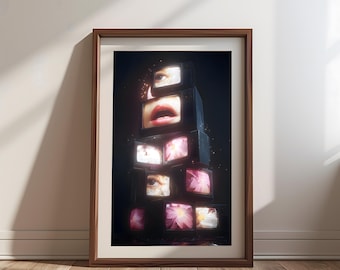 Surreal Retro TV Art Print, Liminal Space Dreamcore Poster