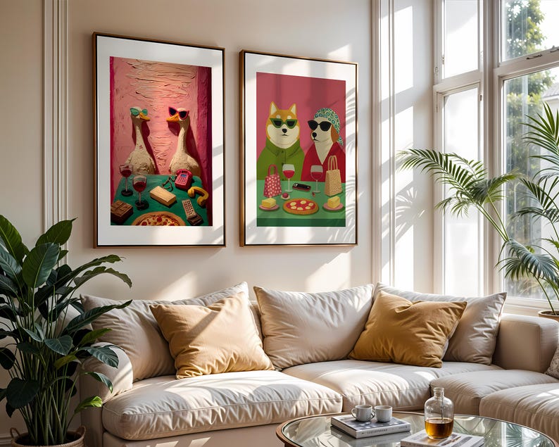 Maximalist Wall Art, Funny Goose Poster, Retro Kitchen Print, Kitsch Animal Decor, Humor Illustration image 2