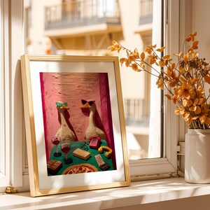 Maximalist Wall Art, Funny Goose Poster, Retro Kitchen Print, Kitsch Animal Decor, Humor Illustration image 3