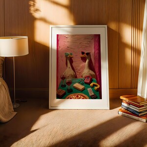 Maximalist Wall Art, Funny Goose Poster, Retro Kitchen Print, Kitsch Animal Decor, Humor Illustration image 7