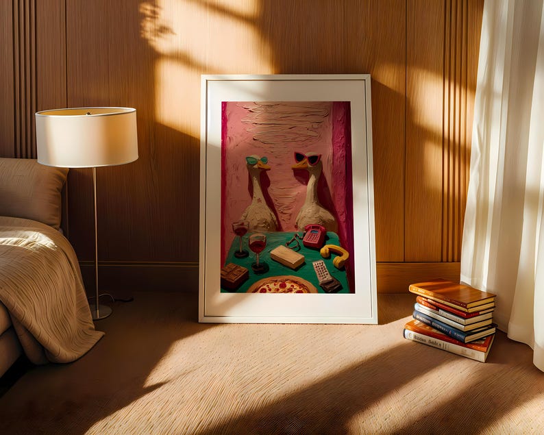 Maximalist Wall Art, Funny Goose Poster, Retro Kitchen Print, Kitsch Animal Decor, Humor Illustration image 7