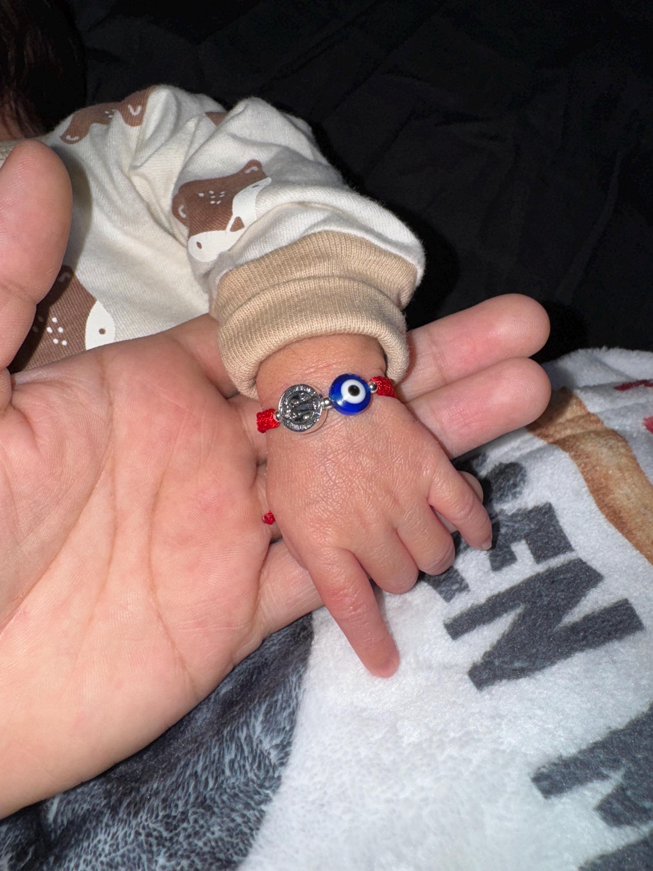 Handmade Red Evil Eye Protection Bracelet For Baby – Crystal Bead Pulsera Roja (Adjustable)